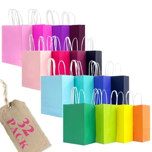 r 32Pcs Paper Gift Bags with Handles, 16 Different Senior Colors | 32Pcs, Multiple Uses, 8.3"x6"x3.15", Small Size r 32Pcs Paper Gift Bags with Handles, 16 Different Senior Colors | 32Pcs, Multiple Uses, 8.3"x6"x3.15", Small Size
