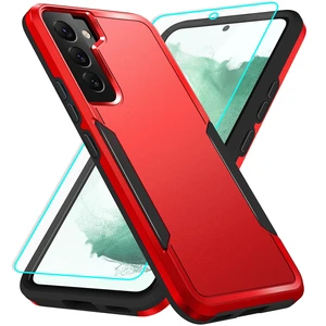 for Galaxy S22 Case with Screen Protection: Heavy Duty Protective Shockproof and Scratch Proof Cell Phone case for Samsung Galaxy S22-Red for Galaxy S22 Case with Screen Protection: Heavy Duty Protective Shockproof and Scratch Proof Cell Phone case for Samsung Galaxy S22-Red