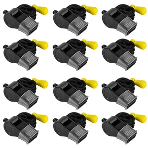 12 Pack Sport Whistles with Lanyar for Coaches, Referees and Officials, Loud Crisp Sound (12 Pcs(Black)) 12 Pack Sport Whistles with Lanyar for Coaches, Referees and Officials, Loud Crisp Sound (12 Pcs(Black))