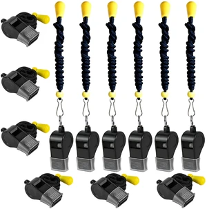 12 Packs Sport Whistle with Lanyard, for Coach, Referee, Official (Black) 12 Packs Sport Whistle with Lanyard, for Coach, Referee, Official (Black)