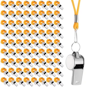 100 Pcs Stainless Steel Whistle with Lanyard, Whistles Bulk | Metal Referee Whistles Loud Sound for Coaches, Sports, Police, Emergency, Camping, Outdoor Activities 100 Pcs Stainless Steel Whistle with Lanyard, Whistles Bulk | Metal Referee Whistles Loud Sound for Coaches, Sports, Police, Emergency, Camping, Outdoor Activities