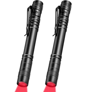 2 Pcs Red Light Flashlight LED Single Mode Torch for Night | Portable Compact Pen, Light Bright Torch, Clip Design, Night Astronomy, Aviation Observation, Safe Beach 2 Pcs Red Light Flashlight LED Single Mode Torch for Night | Portable Compact Pen, Light Bright Torch, Clip Design, Night Astronomy, Aviation Observation, Safe Beach