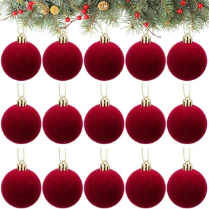 15 Pcs Red Velvet Christmas Tree Ornaments Set 1.97'' | Burgundy Velvet Ornaments, Velvet Ornaments for Christmas Tree Decorations, Christmas Flocked Balls Bulk for Home Party 15 Pcs Red Velvet Christmas Tree Ornaments Set 1.97'' | Burgundy Velvet Ornaments, Velvet Ornaments for Christmas Tree Decorations, Christmas Flocked Balls Bulk for Home Party