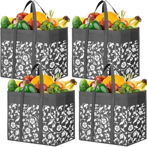 Reusable Grocery Bags Foldable Tote Bags Bulk Shopping Bags 4-Pack, Grey | Reinforced Handles Shopping Bags for Groceries Heavy Duty Kitchen Reusable Grocery Bags with Waterproof Coating Reusable Grocery Bags Foldable Tote Bags Bulk Shopping Bags 4-Pack, Grey | Reinforced Handles Shopping Bags for Groceries Heavy Duty Kitchen Reusable Grocery Bags with Waterproof Coating