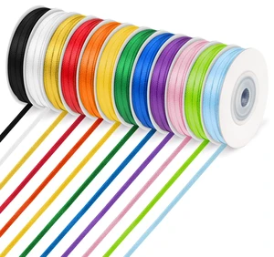 Rainbow Satin Ribbon, 1/8 Inch Thin Ribbon 328 Yards Double Face Ribbon | 12 Colors, Colorful Ribbon for Gift Wrapping, Flower Bouquet, DIY Crafts, Happy Birthday Party Wedding Decoration Hair Bows Rainbow Satin Ribbon, 1/8 Inch Thin Ribbon 328 Yards Double Face Ribbon | 12 Colors, Colorful Ribbon for Gift Wrapping, Flower Bouquet, DIY Crafts, Happy Birthday Party Wedding Decoration Hair Bows