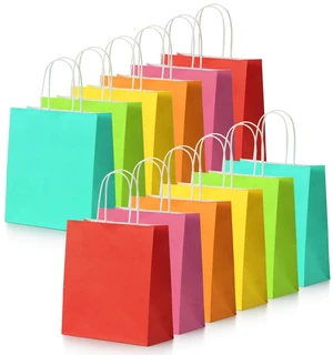 Small Paper Gift Bags with Handles, 6 Colors, 30 Pack | 8.7"x3.5"x7.9", Colorful Party Favor Bags Bulk, For Christmas, Birthdays, Weddings, Festivals, and Parties Small Paper Gift Bags with Handles, 6 Colors, 30 Pack | 8.7"x3.5"x7.9", Colorful Party Favor Bags Bulk, For Christmas, Birthdays, Weddings, Festivals, and Parties