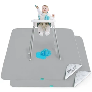 Splat Mat 2 Pack for Under High Chair Waterproof Splash Mat 42''×46'' | Reusable & Portable Baby Playtime Anti-Slip High Chair Mat for Floor or Table Splat Mat 2 Pack for Under High Chair Waterproof Splash Mat 42''×46'' | Reusable & Portable Baby Playtime Anti-Slip High Chair Mat for Floor or Table