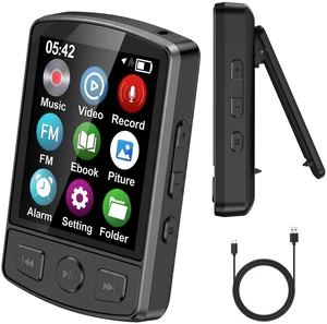 32GB MP3 Player with Bluetooth 5.2 and Built-in Clip | HiFi Audio, 128GB TF Card Expansion, FM Radio and Recording, 1.2 oz Compact Design, E-Book Reader and Speaker 32GB MP3 Player with Bluetooth 5.2 and Built-in Clip | HiFi Audio, 128GB TF Card Expansion, FM Radio and Recording, 1.2 oz Compact Design, E-Book Reader and Speaker