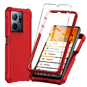 for Consumer Cellular Iris Connect 2/Speakeasy Smart Phone Case Red | with Tempered Glass Screen Protector,Slim Soft Silicone Full-Body Protective Cover for Consumer Cellular Iris Connect 2/Speakeasy Smart Phone Case Red | with Tempered Glass Screen Protector,Slim Soft Silicone Full-Body Protective Cover