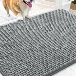 Dog Door Mat for Muddy Paws 30x20, Absorbent Chenille Mud Doormat | Grey, Non-Slip, Machine Washable, Dirt-Trapping Doormat for Indoor Entryways, Quick-Drying Pet Mat for Dogs Dog Door Mat for Muddy Paws 30x20, Absorbent Chenille Mud Doormat | Grey, Non-Slip, Machine Washable, Dirt-Trapping Doormat for Indoor Entryways, Quick-Drying Pet Mat for Dogs