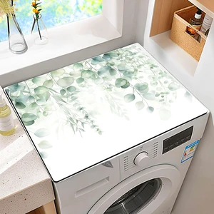 Non-Slip Washer & Dryer Top Cover Protector Mat Dust-Proof Washing Machine Cover Pad With Green Leaf Design Universal 23.6"x19.7" for Laundry Room & Kitchen Decor Non-Slip Washer & Dryer Top Cover Protector Mat Dust-Proof Washing Machine Cover Pad With Green Leaf Design Universal 23.6"x19.7" for Laundry Room & Kitchen Decor