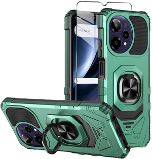 for Cricket Icon Plus 2026 Phone Case/AT&T Verge 2 Case with Tempered Glass Screen Protector,Military Grade Heavy Duty Shockproof Protective Cover,with Ring Kickstand (Dark Green) for Cricket Icon Plus 2026 Phone Case/AT&T Verge 2 Case with Tempered Glass Screen Protector,Military Grade Heavy Duty Shockproof Protective Cover,with Ring Kickstand (Dark Green)