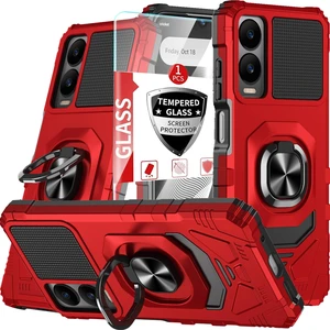 for Cricket Icon 6, AT&T Verge Phone Case, Work with Magnetic Car Mount,for Cricket Icon 6, AT&T Verge with Screen Protector, Heavy Duty Rugged Protective Cell Phone Cover, Case with Kickstand. (Red) for Cricket Icon 6, AT&T Verge Phone Case, Work with Magnetic Car Mount,for Cricket Icon 6, AT&T Verge with Screen Protector, Heavy Duty Rugged Protective Cell Phone Cover, Case with Kickstand. (Red)