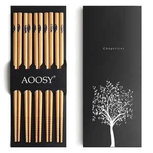 5-Pair Reusable Bamboo Chopsticks, Classic Japanese Style Chop Sticks | for Gift Set, Dishwasher Safe, Hand-Carved 8.8 Inch/22.5cm (Fish Pattern Chopsticks with box) 5-Pair Reusable Bamboo Chopsticks, Classic Japanese Style Chop Sticks | for Gift Set, Dishwasher Safe, Hand-Carved 8.8 Inch/22.5cm (Fish Pattern Chopsticks with box)