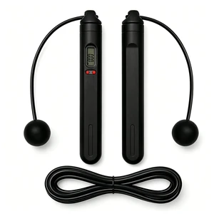 Dual-Use Digital Counter Skipping Rope, 1.18in Cordless Balls & Steel Wire Core Adjustable PVC Rope, 360° Tangle-Free Workout Jumprope for Beginners & Indoor Outdoor Fitness, Black Dual-Use Digital Counter Skipping Rope, 1.18in Cordless Balls & Steel Wire Core Adjustable PVC Rope, 360° Tangle-Free Workout Jumprope for Beginners & Indoor Outdoor Fitness, Black
