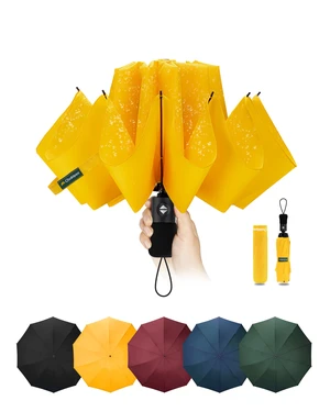 Travel Compact Umbrella Windproof - Portable Automatic Umbrellas for Rain, Inverted Folding Umbrella for Men and Women, 210T Fabric 105cm Span - 10 Ribs Black Umbrella Travel Compact Umbrella Windproof - Portable Automatic Umbrellas for Rain, Inverted Folding Umbrella for Men and Women, 210T Fabric 105cm Span - 10 Ribs Black Umbrella