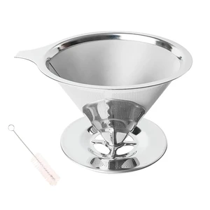 Pour Over Coffee Dripper Stainless Steel Coffee Filter Metal Cone Filter Extra Fine Wire Mesh Reusable Coffee Filter Coffee Maker (Silver, 1-2 Cups) Pour Over Coffee Dripper Stainless Steel Coffee Filter Metal Cone Filter Extra Fine Wire Mesh Reusable Coffee Filter Coffee Maker (Silver, 1-2 Cups)