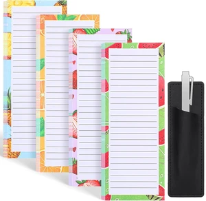 4 Pack Magnetic Note Pad for Fridge with Pen Holder, Totally 200 Sheets Grocery List Magnet Pad for Refrigerator Magnetic Shopping List PadFruit Design 4 Pack Magnetic Note Pad for Fridge with Pen Holder, Totally 200 Sheets Grocery List Magnet Pad for Refrigerator Magnetic Shopping List PadFruit Design