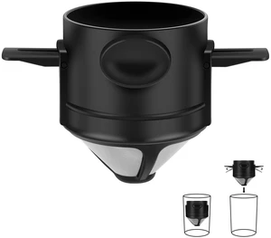 Pour Over Coffee Maker,Portable Stainless Steel Reusable Coffee Filter, Mini Collapsible Paperless Single Serve 1 Cup Coffee Dripper Cup Easy To Clean For Travel Camping Pour Over Coffee Maker,Portable Stainless Steel Reusable Coffee Filter, Mini Collapsible Paperless Single Serve 1 Cup Coffee Dripper Cup Easy To Clean For Travel Camping