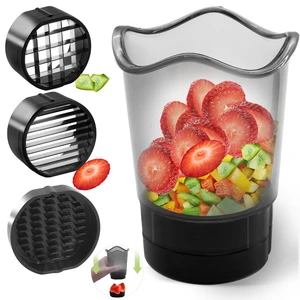 Strawberry Slicer Multifunctional Fruit and Vegetable Slicer Stainless Steel Cup Quick Salad MakerTransparent bottle body+2 blade+base Strawberry Slicer Multifunctional Fruit and Vegetable Slicer Stainless Steel Cup Quick Salad MakerTransparent bottle body+2 blade+base