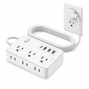 Travel Power Strip 6 Outlets USB A USB C Surge Protector 5ft Extension Cord Lightweight Portable Design for Trips, 1 Type-C 3 USB Port, Independent Switch, Space-Saving Vertical Side AC Outlet Layout Travel Power Strip 6 Outlets USB A USB C Surge Protector 5ft Extension Cord Lightweight Portable Design for Trips, 1 Type-C 3 USB Port, Independent Switch, Space-Saving Vertical Side AC Outlet Layout