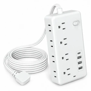 XEDUOMEE Travel Power Strip 8 Outlets 4 USB Port Surge Protector 5ft Extension Cord Lightweight Portable Design for Trips, 1 Type-C 3 USB Port, Independent Switch, Space-Saving Vertical Side AC Outlet XEDUOMEE Travel Power Strip 8 Outlets 4 USB Port Surge Protector 5ft Extension Cord Lightweight Portable Design for Trips, 1 Type-C 3 USB Port, Independent Switch, Space-Saving Vertical Side AC Outlet