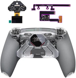 eXtremeRate SPARK Back Paddles Kit for PS5 Controller BDM-030 040 050 060 Models, OLED Display + Clicky Trigger Stops + Rubberized Grips Remappable 4 Back Buttons Set for PS5 Controller - Clear & Gray eXtremeRate SPARK Back Paddles Kit for PS5 Controller BDM-030 040 050 060 Models, OLED Display + Clicky Trigger Stops + Rubberized Grips Remappable 4 Back Buttons Set for PS5 Controller - Clear & Gray