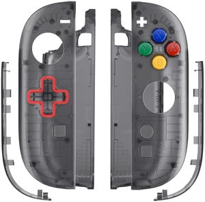eXtremeRate Replacement Shell (D-Pad Version) with Buttons for Joycon 2, Housing Faceplate Case + Decorative Strips + ABXY Dpad for Nintendo Switch 2 Controller - Essence Version - Clear Slate Black