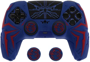 PlayVital Design for ps5 Controller Silicone Case with 2 Thumb Grips and 6 Sticker, Cyber Spider Design, Slip-Resistant Shockproof Controller Cover Skin, Fits for Charging Dock, Red & Blue PlayVital Design for ps5 Controller Silicone Case with 2 Thumb Grips and 6 Sticker, Cyber Spider Design, Slip-Resistant Shockproof Controller Cover Skin, Fits for Charging Dock, Red & Blue
