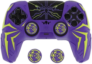 PlayVital Design for ps5 Controller Silicone Case with 2 Thumb Grips and 6 Sticker, Cyber Spider Design, Slip-Resistant Shockproof Controller Cover Skin, Fits for Charging Dock, Purple & Green PlayVital Design for ps5 Controller Silicone Case with 2 Thumb Grips and 6 Sticker, Cyber Spider Design, Slip-Resistant Shockproof Controller Cover Skin, Fits for Charging Dock, Purple & Green