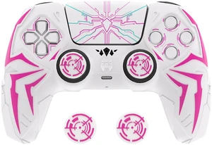 PlayVital Design for ps5 Controller Silicone Case with 2 Thumb Grips and 6 Sticker, Cyber Spider Design, Anti-Slip Shockproof Controller Cover Skin, Fits for Charging Dock, White & Pink PlayVital Design for ps5 Controller Silicone Case with 2 Thumb Grips and 6 Sticker, Cyber Spider Design, Anti-Slip Shockproof Controller Cover Skin, Fits for Charging Dock, White & Pink