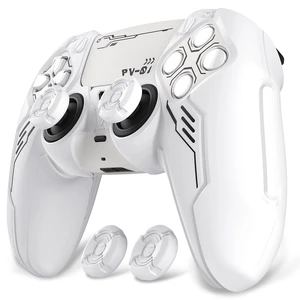 PlayVital Mecha Edition Silicone Cover Compatible with ps5 Controller with 2 Joystick Caps and 6 Stickers, Shockproof Non-Slip Grip Protector Accessories, Fits for ps5 Charging Station - White PlayVital Mecha Edition Silicone Cover Compatible with ps5 Controller with 2 Joystick Caps and 6 Stickers, Shockproof Non-Slip Grip Protector Accessories, Fits for ps5 Charging Station - White