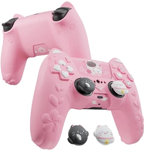 PlayVital for PS5 Controller Cover Skin - Cherry Blossoms Kitten Anti-slip Grip Skin with Thumb Grip & Sticker - Soft Rubber Protector for PS5 Controller Accessories PlayVital for PS5 Controller Cover Skin - Cherry Blossoms Kitten Anti-slip Grip Skin with Thumb Grip & Sticker - Soft Rubber Protector for PS5 Controller Accessories
