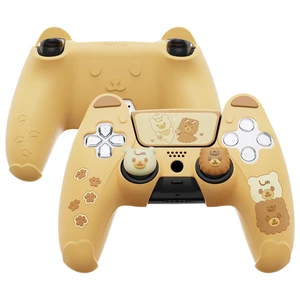 PlayVital Cute Bear Controller Silicone Case for ps5, Kawaii Controller Cover Compatible with Charging Station, Gamepad Skin Protector for ps5 with Touch Pad Sticker & Thumb Grips - Yellow & Brown PlayVital Cute Bear Controller Silicone Case for ps5, Kawaii Controller Cover Compatible with Charging Station, Gamepad Skin Protector for ps5 with Touch Pad Sticker & Thumb Grips - Yellow & Brown