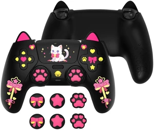 PlayVital Sweetheart Kitty Silicone Cover for ps5 Controller with 6 Joystick Caps and 6 Sticker, Soft Anti-Slip Full Protection Grip Skin Compatible with ps5 Charging Dock - Black PlayVital Sweetheart Kitty Silicone Cover for ps5 Controller with 6 Joystick Caps and 6 Sticker, Soft Anti-Slip Full Protection Grip Skin Compatible with ps5 Charging Dock - Black