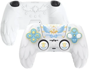 PlayVital Magic Wings Protective Silicone Cover Skin for ps5 Controller Soft Anti-Slip Grip Protector Case for ps5 Controller with Thumbstick Caps & Stickers, Charging Station Compatible - White PlayVital Magic Wings Protective Silicone Cover Skin for ps5 Controller Soft Anti-Slip Grip Protector Case for ps5 Controller with Thumbstick Caps & Stickers, Charging Station Compatible - White