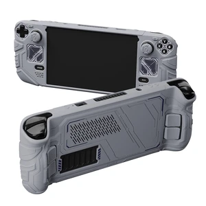 PlayVital Mecha Protective Case for Steam Deck Anti-Slip Silicone Grip Cover for Steam Deck OLED & LCD | Shockproof Shell with Back Button Enhancement Set & Thumb Grips & Stickers Gray PlayVital Mecha Protective Case for Steam Deck Anti-Slip Silicone Grip Cover for Steam Deck OLED & LCD | Shockproof Shell with Back Button Enhancement Set & Thumb Grips & Stickers Gray