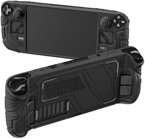 PlayVital Mecha Protective Case for Steam Deck Anti-Slip Silicone Grip Cover for Steam Deck OLED & LCD | Shockproof Shell with Back Button Enhancement Set & Thumb Grips & Stickers Black PlayVital Mecha Protective Case for Steam Deck Anti-Slip Silicone Grip Cover for Steam Deck OLED & LCD | Shockproof Shell with Back Button Enhancement Set & Thumb Grips & Stickers Black