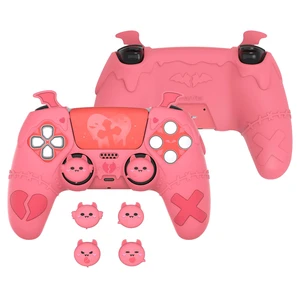 PlayVital Gothic Imp Series Cute Silicone Case for ps5 Controller with 4 Thumb Grips and 6 Stickers, Anti-Slip Silicone Skin Cover, Compatible with ps5 Charging Station, Peach Pink PlayVital Gothic Imp Series Cute Silicone Case for ps5 Controller with 4 Thumb Grips and 6 Stickers, Anti-Slip Silicone Skin Cover, Compatible with ps5 Charging Station, Peach Pink