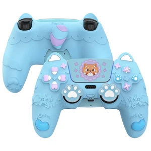 PlayVital for PS5 Controller Skin Cover - Cute Spring Lesser Panda Silicone Case for PS5 Controller with Thumbstick Caps & Sticker - Full Protection, Anti-Slip, Charging Dock Compatible - Heaven Blue PlayVital for PS5 Controller Skin Cover - Cute Spring Lesser Panda Silicone Case for PS5 Controller with Thumbstick Caps & Sticker - Full Protection, Anti-Slip, Charging Dock Compatible - Heaven Blue