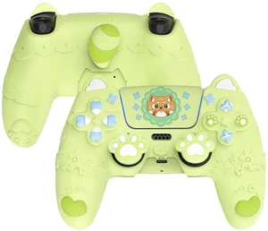 PlayVital for PS5 Controller Skin Cover - Cute Spring Lesser Panda Silicone Case for PS5 Controller with Thumbstick Caps & Sticker - Full Protection, Charging Dock Compatible - Eustoma Green PlayVital for PS5 Controller Skin Cover - Cute Spring Lesser Panda Silicone Case for PS5 Controller with Thumbstick Caps & Sticker - Full Protection, Charging Dock Compatible - Eustoma Green
