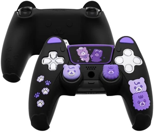 PlayVital Cute Bear Controller Silicone Case for ps5, Kawaii Controller Cover Compatible with Charging Station, Gamepad Skin Protector for ps5 with Touch Pad Sticker & Thumb Grips - Black & Purple PlayVital Cute Bear Controller Silicone Case for ps5, Kawaii Controller Cover Compatible with Charging Station, Gamepad Skin Protector for ps5 with Touch Pad Sticker & Thumb Grips - Black & Purple