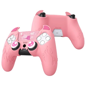 PlayVital Halloween Cute Demon Controller Silicone Case for ps5, Kawaii Controller Cover Gamepad Skin Protector for ps5 with Touch Pad Sticker & Thumb Grip Caps - Pink PlayVital Halloween Cute Demon Controller Silicone Case for ps5, Kawaii Controller Cover Gamepad Skin Protector for ps5 with Touch Pad Sticker & Thumb Grip Caps - Pink