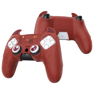PlayVital Halloween Cute Demon Controller Silicone Case for ps5, Kawaii Controller Cover Gamepad Skin Protector for ps5 with Touch Pad Sticker & Thumb Grip Caps - Red PlayVital Halloween Cute Demon Controller Silicone Case for ps5, Kawaii Controller Cover Gamepad Skin Protector for ps5 with Touch Pad Sticker & Thumb Grip Caps - Red