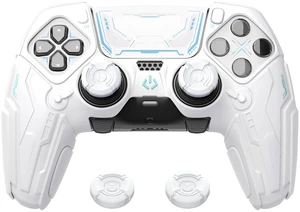 PlayVital for ps5 Edge Controller Silicone Cover Skin - Stellar Mecha Anti-Slip Grip Protector for ps5 Edge Controller with Joystick Cap & Sticker, Shockproof Case - White & Frost Gray PlayVital for ps5 Edge Controller Silicone Cover Skin - Stellar Mecha Anti-Slip Grip Protector for ps5 Edge Controller with Joystick Cap & Sticker, Shockproof Case - White & Frost Gray