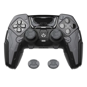 PlayVital for ps5 Edge Controller Silicone Cover Skin - Stellar Mecha Anti-slip Grip Protector for ps5 Edge Controller with Joystick Cap & Sticker, Shockproof Case - Black & Gunmetal Gray PlayVital for ps5 Edge Controller Silicone Cover Skin - Stellar Mecha Anti-slip Grip Protector for ps5 Edge Controller with Joystick Cap & Sticker, Shockproof Case - Black & Gunmetal Gray