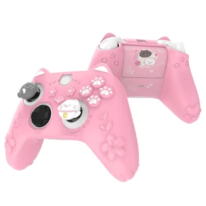 PlayVital Cute Silicone Controller Skin for Xbox Series X/S - Cherry Blossoms Kitten Anti-slip Grip Protector W/Thumb Grips & Sticker - Soft Rubber Cover for Xbox Core Wireless Controller - Pink PlayVital Cute Silicone Controller Skin for Xbox Series X/S - Cherry Blossoms Kitten Anti-slip Grip Protector W/Thumb Grips & Sticker - Soft Rubber Cover for Xbox Core Wireless Controller - Pink