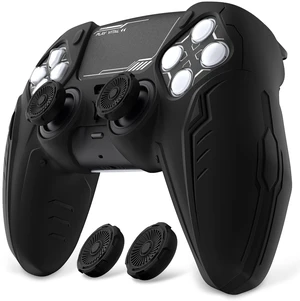 PlayVital Silicone Skin Set for PS5 Controller - Charging Dock Compatible, Full Protection Case with Futuristic CyberMech Design, Soft Cover with Thumb Grips & Stickers - Black PlayVital Silicone Skin Set for PS5 Controller - Charging Dock Compatible, Full Protection Case with Futuristic CyberMech Design, Soft Cover with Thumb Grips & Stickers - Black