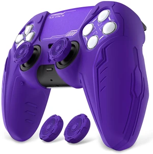 PlayVital Silicone Skin Set for PS5 Controller - Charging Dock Compatible, Full Protection Case with Futuristic CyberMech Design, Soft Cover with Thumb Grips & Stickers - Purple PlayVital Silicone Skin Set for PS5 Controller - Charging Dock Compatible, Full Protection Case with Futuristic CyberMech Design, Soft Cover with Thumb Grips & Stickers - Purple
