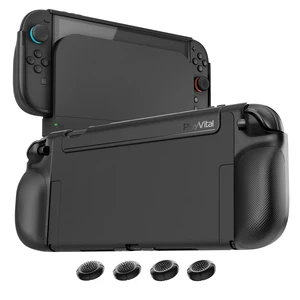 PlayVital Pure Grip Case for Nintendo Switch 2 Shockproof TPU Cover Ergonomic Anti-Slip Grips Design & Thumbstick Caps - Black PlayVital Pure Grip Case for Nintendo Switch 2 Shockproof TPU Cover Ergonomic Anti-Slip Grips Design & Thumbstick Caps - Black